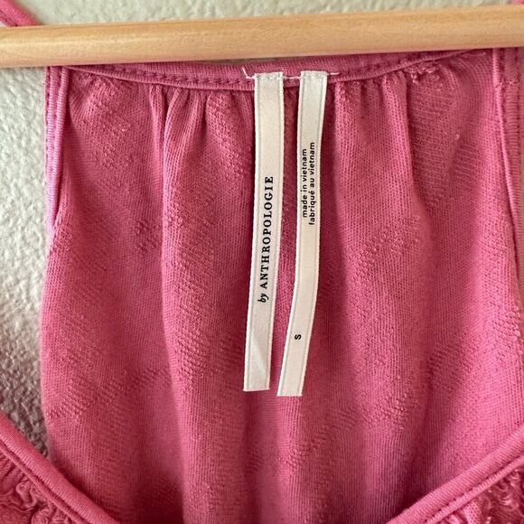 Anthropologie Pink Textured Spaghetti Strap Button Tank Size Small - Picture 5 of 9